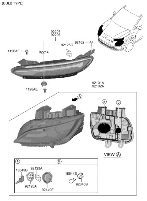 2022 Hyundai Kona Electric Head Lamp Diagram 1