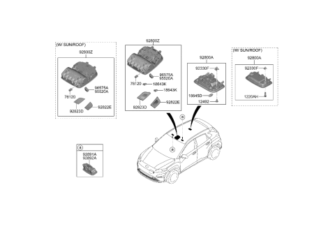2022 Hyundai Kona Electric Lamp Assembly-Overhead Console Diagram for 92810-K4140-TTX