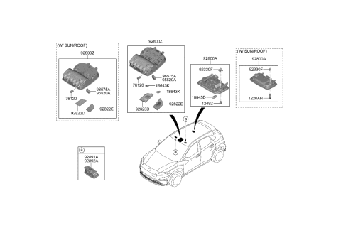 2001 Hyundai XG300 Lamp Assembly-Overhead Console Diagram for 92810-K4140-TTX