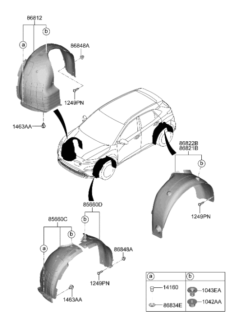 2022 Hyundai Kona Electric Wheel Gaurd Diagram