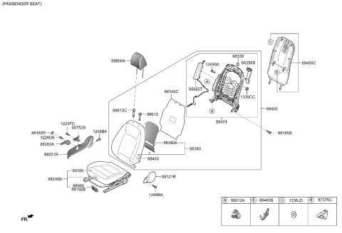1993 Hyundai Elantra Lever-Recliner,RH Diagram for 88620-J9000