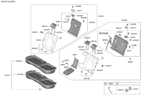 1993 Hyundai Elantra ARMREST ASSY-RR SEAT BACK Diagram for 89900-J9100-PUS