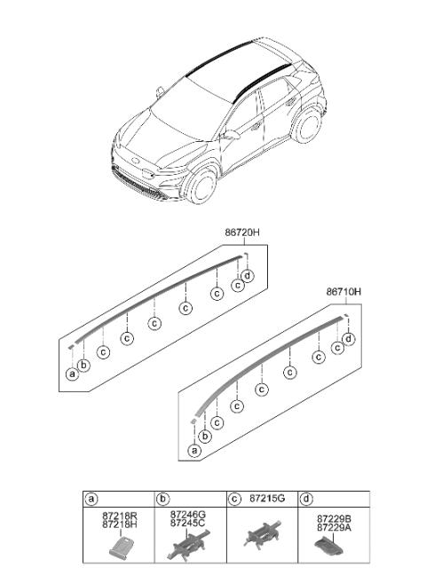 2023 Hyundai Kona Electric Roof Garnish & Rear Spoiler Diagram 1