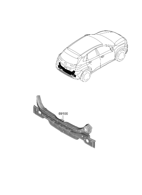 2023 Hyundai Kona Electric Back Panel & Trunk Lid Diagram