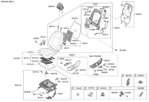 2001 Hyundai XG300 Map Board Assembly-Front Seat Back,L Diagram for 88391-F2000-TRY