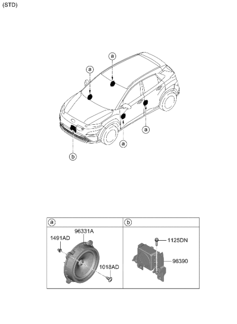 2023 Hyundai Kona Electric Speaker Diagram 1