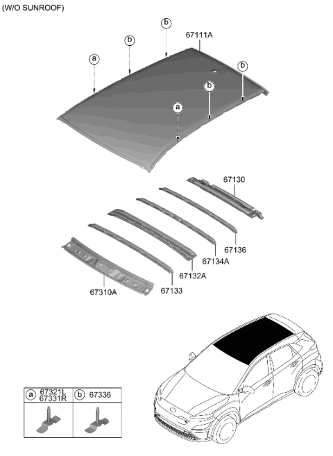 2001 Hyundai XG300 Rail Assembly-Roof FR Diagram for 67121-K4000