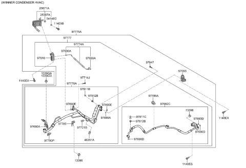 2022 Hyundai Kona Electric Air conditioning System-Cooler Line Diagram 2