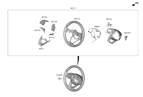 2022 Hyundai Kona Electric Wheel Assy-Steering Diagram for 56100-K4650-TRY