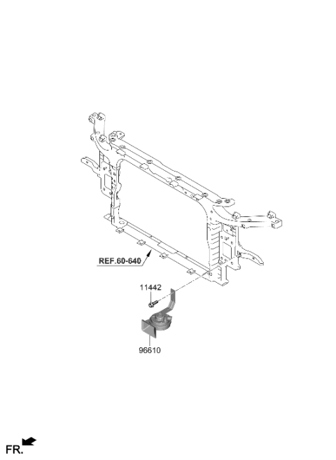2023 Hyundai Kona Electric Horn Assembly-Low Pitch Diagram for 96611-CM500