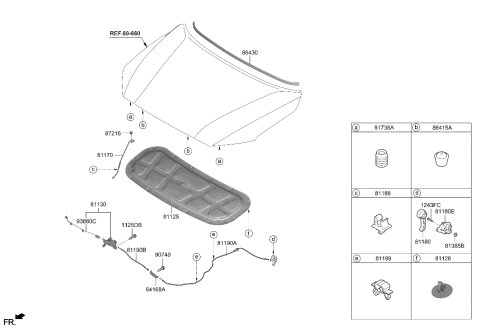 2022 Hyundai Kona Electric Cable Assembly-Hood Latch Release Diagram for 81190-J9100