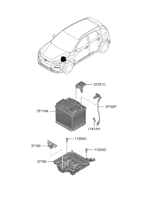 2022 Hyundai Kona Electric Tray Assembly-Battery Diagram for 37150-K4000