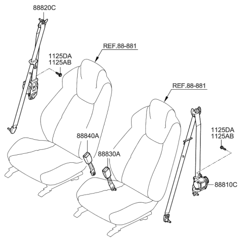 2012 Hyundai Genesis Coupe Buckle Assembly-Front Seat Belt,RH Diagram for 88840-2M000-9P