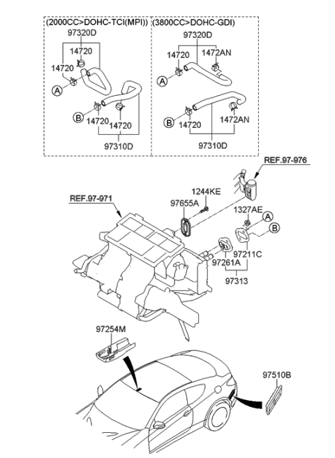 2012 Hyundai Genesis Coupe Heater System-Duct & Hose Diagram