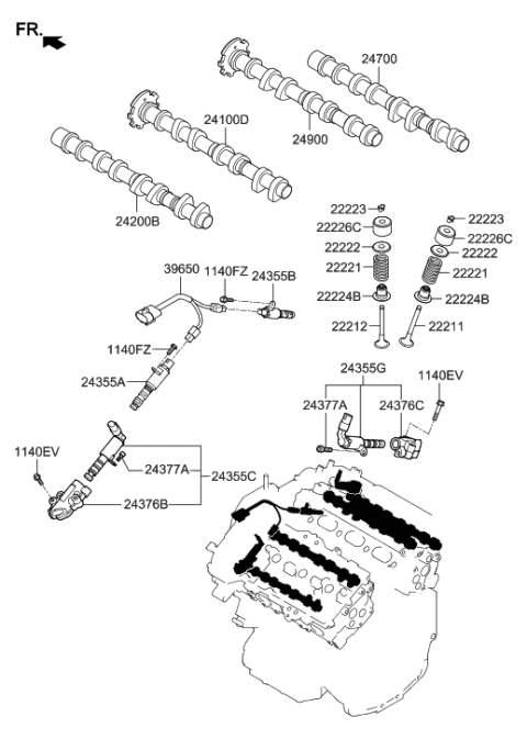 2016 Hyundai Genesis Coupe Camshaft & Valve Diagram 3