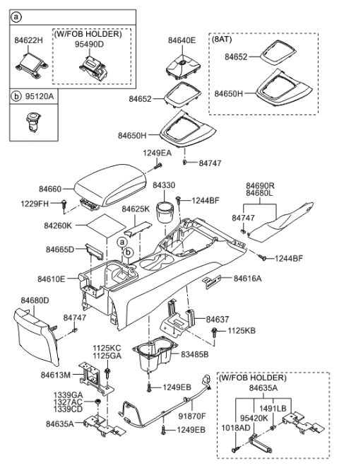 2014 Hyundai Genesis Coupe Bracket-Floor Console Front Mounting Diagram for 84637-2M000