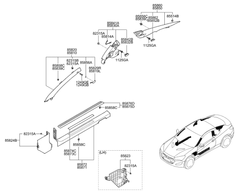2015 Hyundai Genesis Coupe Interior Side Trim Diagram