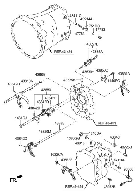 2012 Hyundai Genesis Coupe Gear Shift Control-Manual Diagram