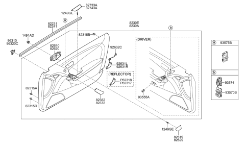 2015 Hyundai Genesis Coupe Front Door Trim Diagram