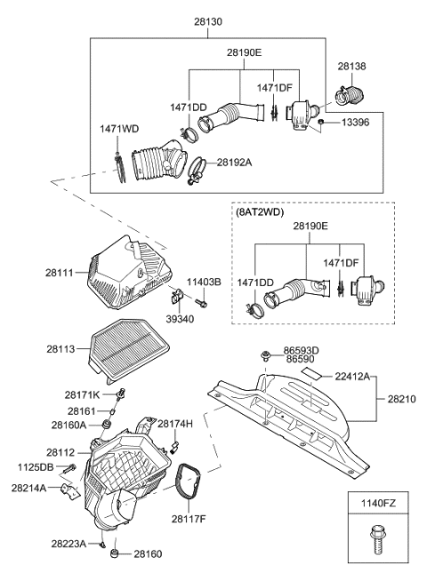 2014 Hyundai Genesis Coupe Air Cleaner Diagram 3