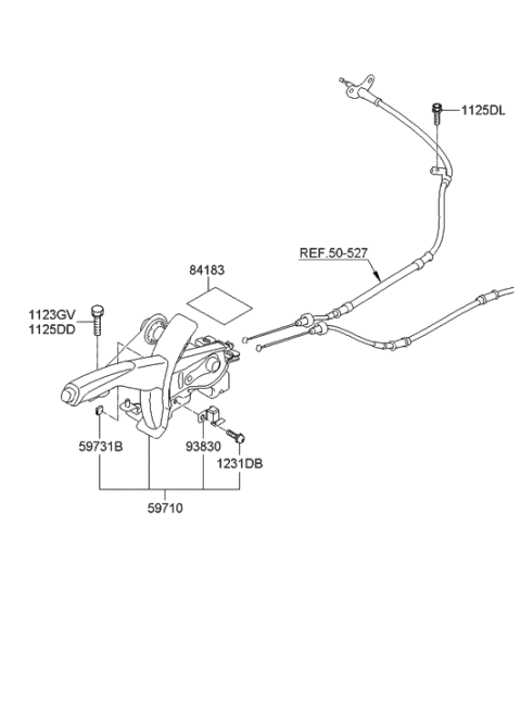 2012 Hyundai Genesis Coupe Lever Assembly-Parking Brake Diagram for 59710-2M150-9P