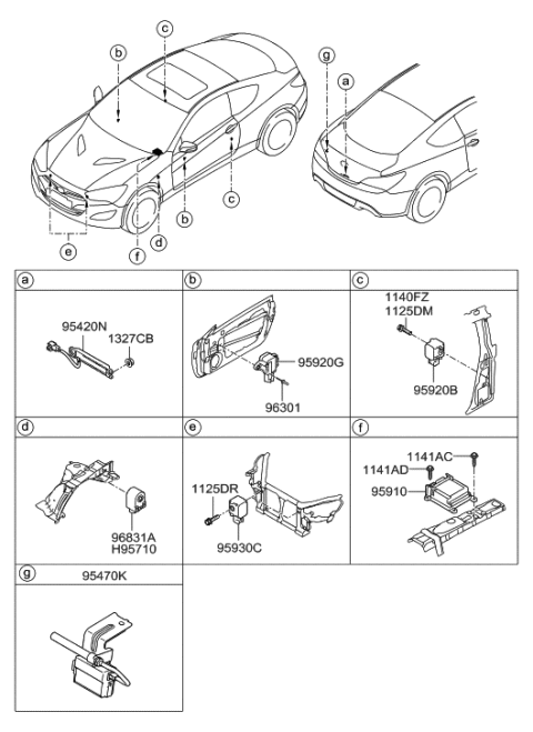 2012 Hyundai Genesis Coupe Module Assembly-Air Bag Control Diagram for 95910-2M250