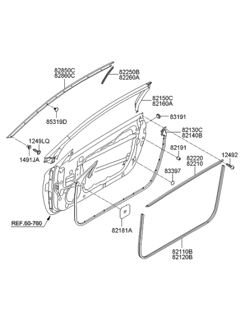 2015 Hyundai Genesis Coupe Front Door Moulding Diagram