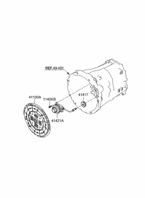 2012 Hyundai Genesis Coupe Disc & Clutch Cover Assembly Diagram for 41200-25300