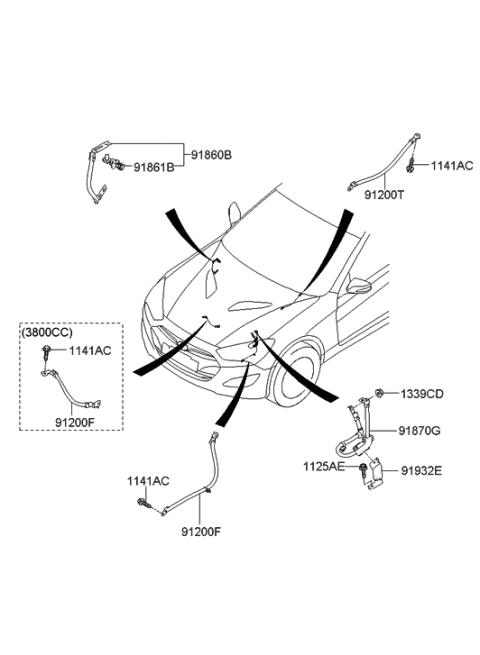 2013 Hyundai Genesis Coupe Wiring Harness-Front Extension Diagram for 91870-2M620