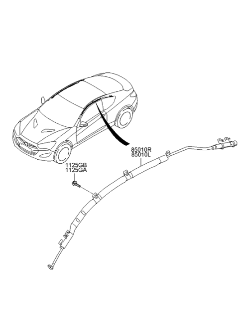 2016 Hyundai Genesis Coupe Curtain Air Bag Module,LH Diagram for 85010-2M000