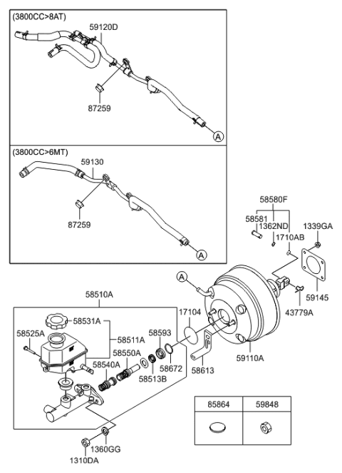 2012 Hyundai Genesis Coupe Hose Assembly-Brake Booster Vacuum Diagram for 59130-2M880