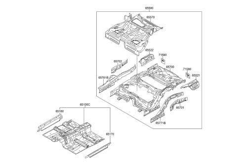 2012 Hyundai Genesis Coupe Panel Assembly-Floor,Center Diagram for 65100-2M560