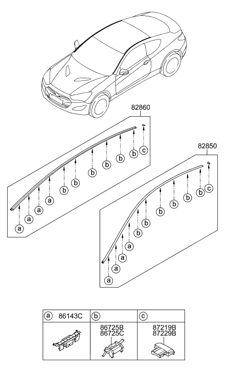 2012 Hyundai Genesis Coupe Roof Garnish & Rear Spoiler Diagram 1