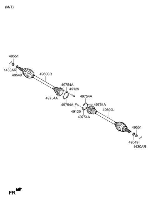 2013 Hyundai Genesis Coupe Shaft Assembly-Drive Rear,LH Diagram for 49600-2M300