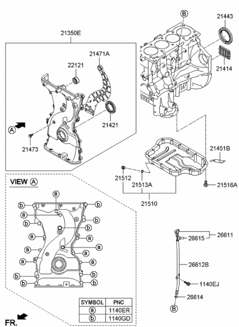 2015 Hyundai Genesis Coupe Belt Cover & Oil Pan Diagram 1