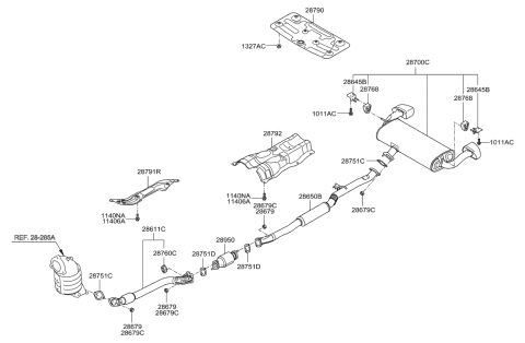 2013 Hyundai Genesis Coupe Muffler & Exhaust Pipe Diagram 2