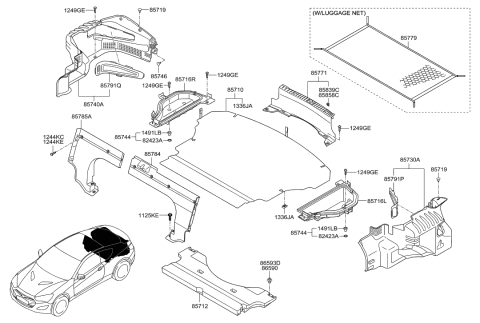 2014 Hyundai Genesis Coupe Cover-Lamp Service,LH Diagram for 85753-2M000-MC