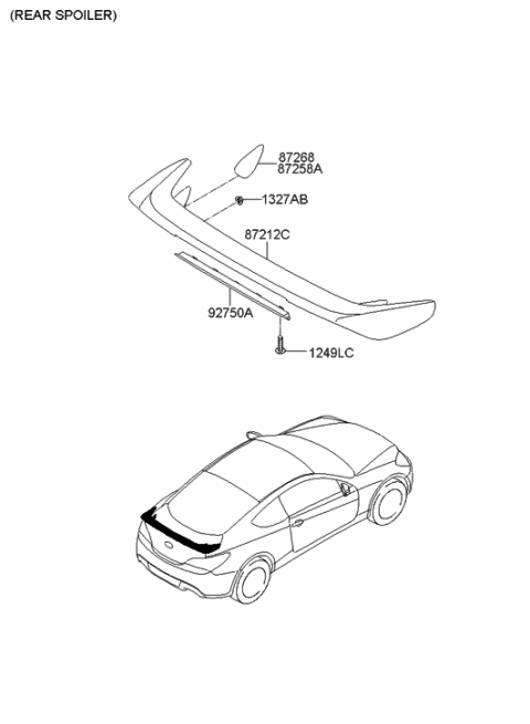 2015 Hyundai Genesis Coupe Pad-Rear Spoiler,LH Diagram for 87257-2M001