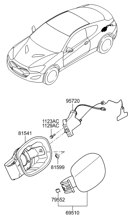 2015 Hyundai Elantra GT Opener Assembly-Fuel Filler Door Diagram for 81590-2M000