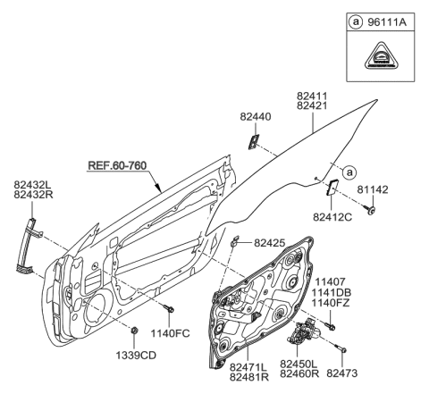 2014 Hyundai Genesis Coupe Clamp Assembly-Door Glass Diagram for 82440-2M000