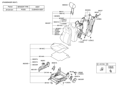 2016 Hyundai Genesis Coupe Frame Assembly-Front Seat Back PASSEN Diagram for 88410-2M661