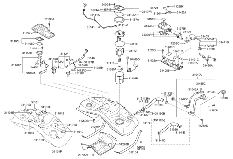 2015 Hyundai Genesis Coupe Clamp Assembly Diagram for 31141-D2500