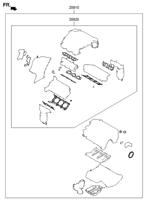 2012 Hyundai Genesis Coupe Engine Gasket Kit Diagram 1