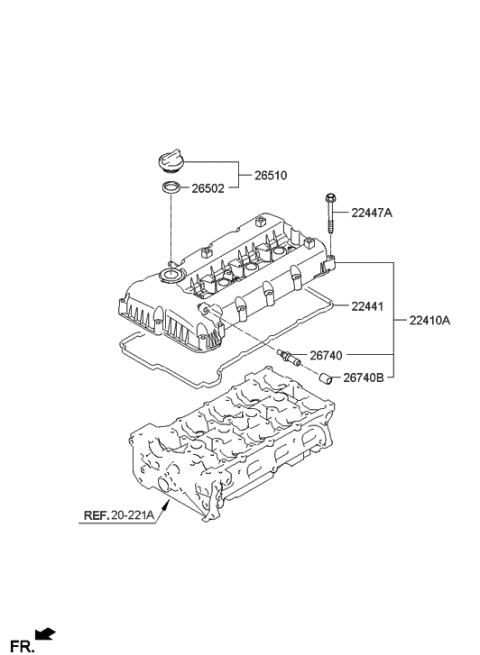 2012 Hyundai Genesis Coupe Cover Assembly-Rocker Diagram for 22410-2C410