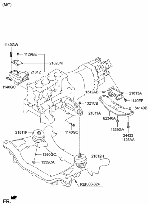 2015 Hyundai Genesis Coupe Engine & Transaxle Mounting Diagram 1
