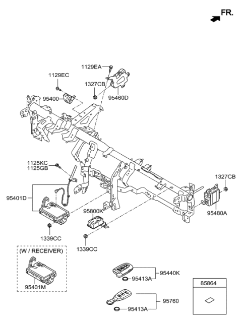 2012 Hyundai Genesis Coupe Module Assembly-Smart Key Diagram for 95480-2M600