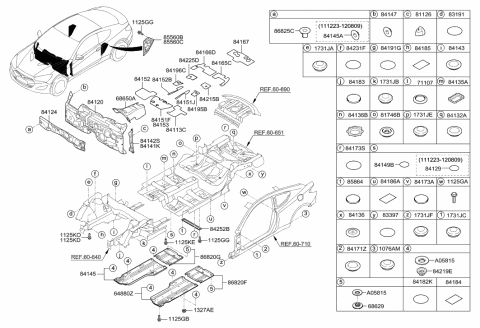 2013 Hyundai Genesis Coupe Insulator-Dash Panel Diagram for 84124-2M500