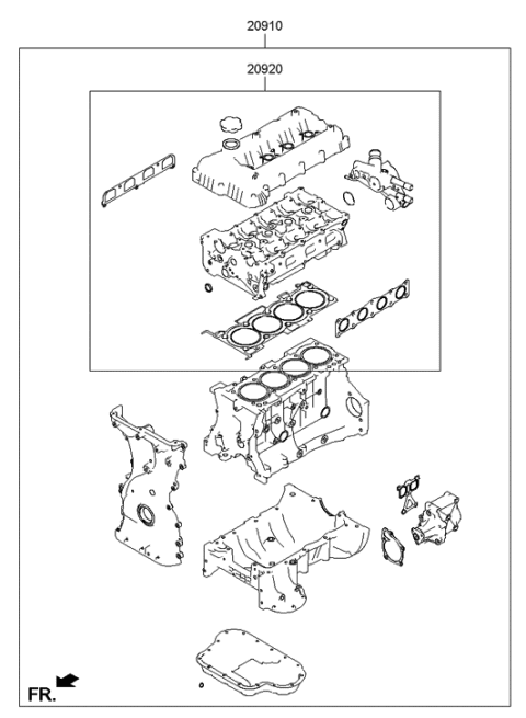 2015 Hyundai Genesis Coupe Engine Gasket Kit Diagram 1