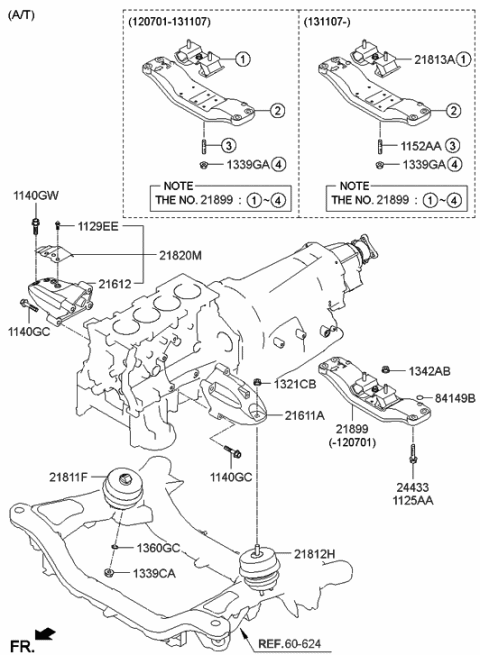 2015 Hyundai Genesis Coupe Engine & Transaxle Mounting Diagram 2