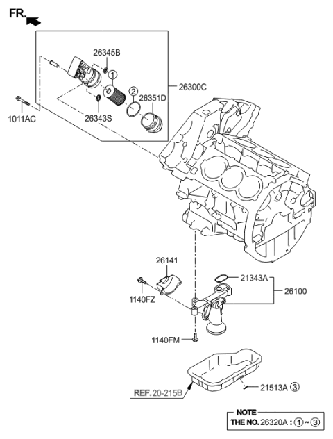 2012 Hyundai Genesis Coupe Cooler Assembly-Engine Oil Diagram for 26410-2G000